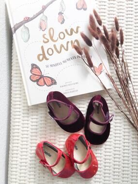 2 pairs Baby gap ballet flats shimmer + velvet holiday colors
